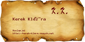 Kerek Klára névjegykártya